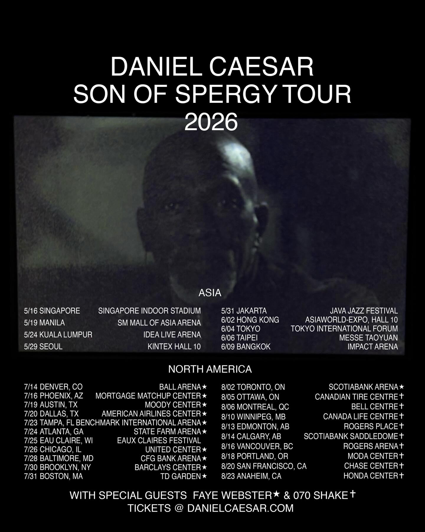 Daniel Caesar Son of Spergy Tour Poster 2026